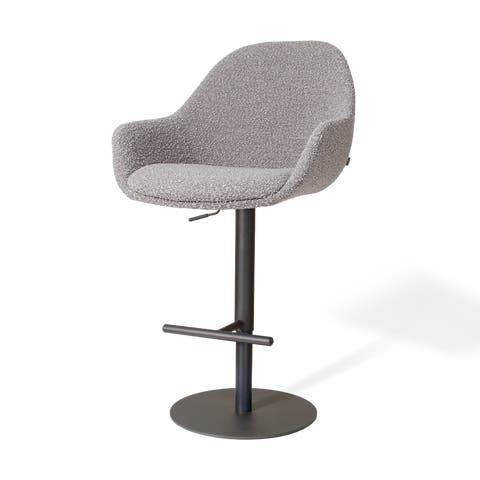 Niva-Mae draaibare tulp barkruk bouclé taupe - verstelbaar - mat zwart onderstel