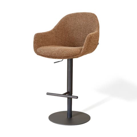 Niva-Mae draaibare tulp barkruk bruin blend - verstelbaar - mat zwart onderstel