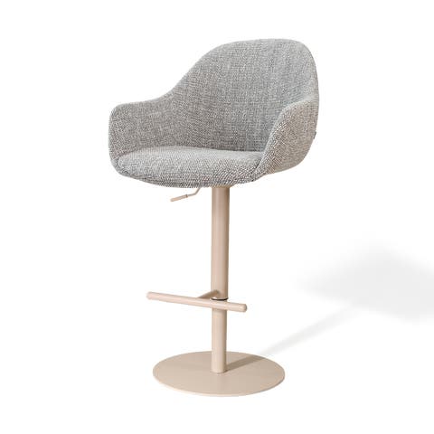 Niva-Mae draaibare tulp barkruk grijs blend - verstelbaar - beige onderstel