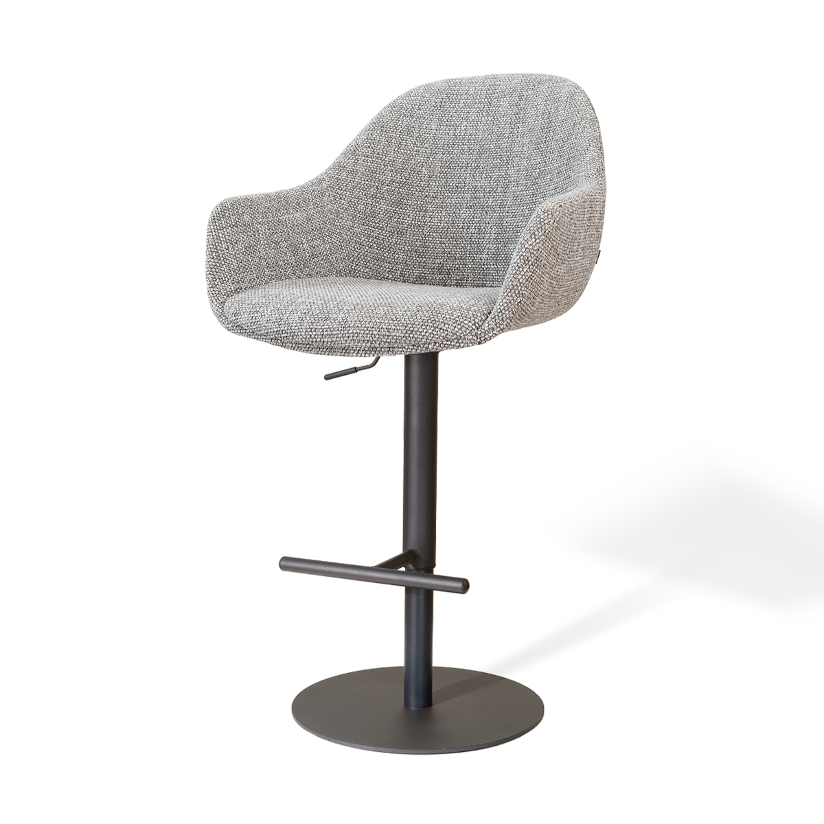 Niva-Mae draaibare tulp barkruk grijs blend - verstelbaar - mat zwart onderstel