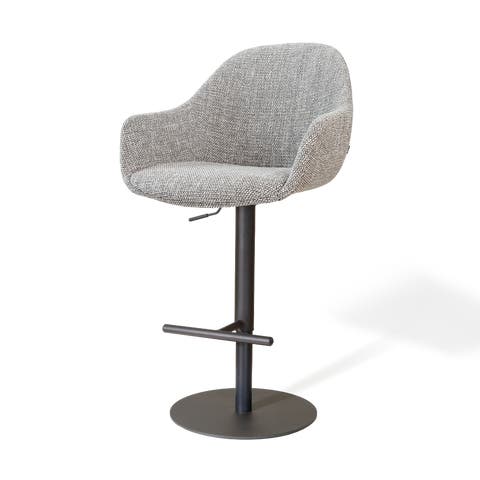 Niva-Mae draaibare tulp barkruk grijs blend - verstelbaar - mat zwart onderstel