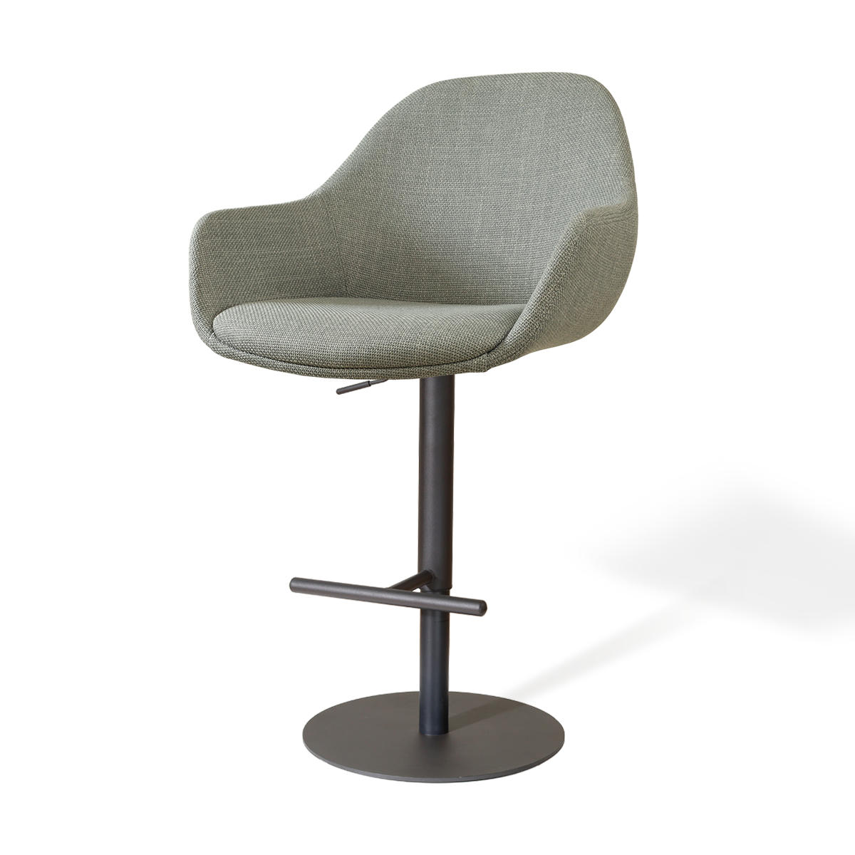 Niva-Mae draaibare tulp barkruk saliegroen - verstelbaar - mat zwart onderstel