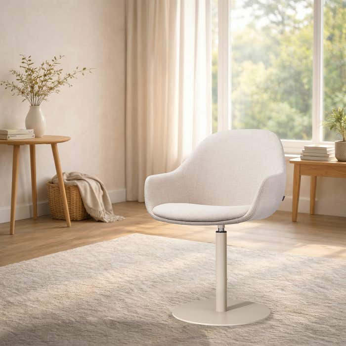 Niva-Mae draaibare tulp eetkamerstoel beige - beige onderstel - scandinavisch - armleuning - comfortabel