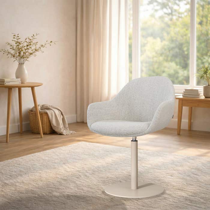 Niva-Mae draaibare tulp eetkamerstoel beige gemêleerd - beige onderstel - armstoel - modern - comfortabel