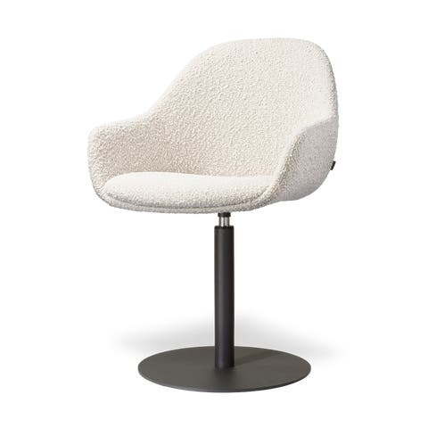 Niva-Mae draaibare tulp eetkamerstoel bouclé beige - mat zwart onderstel