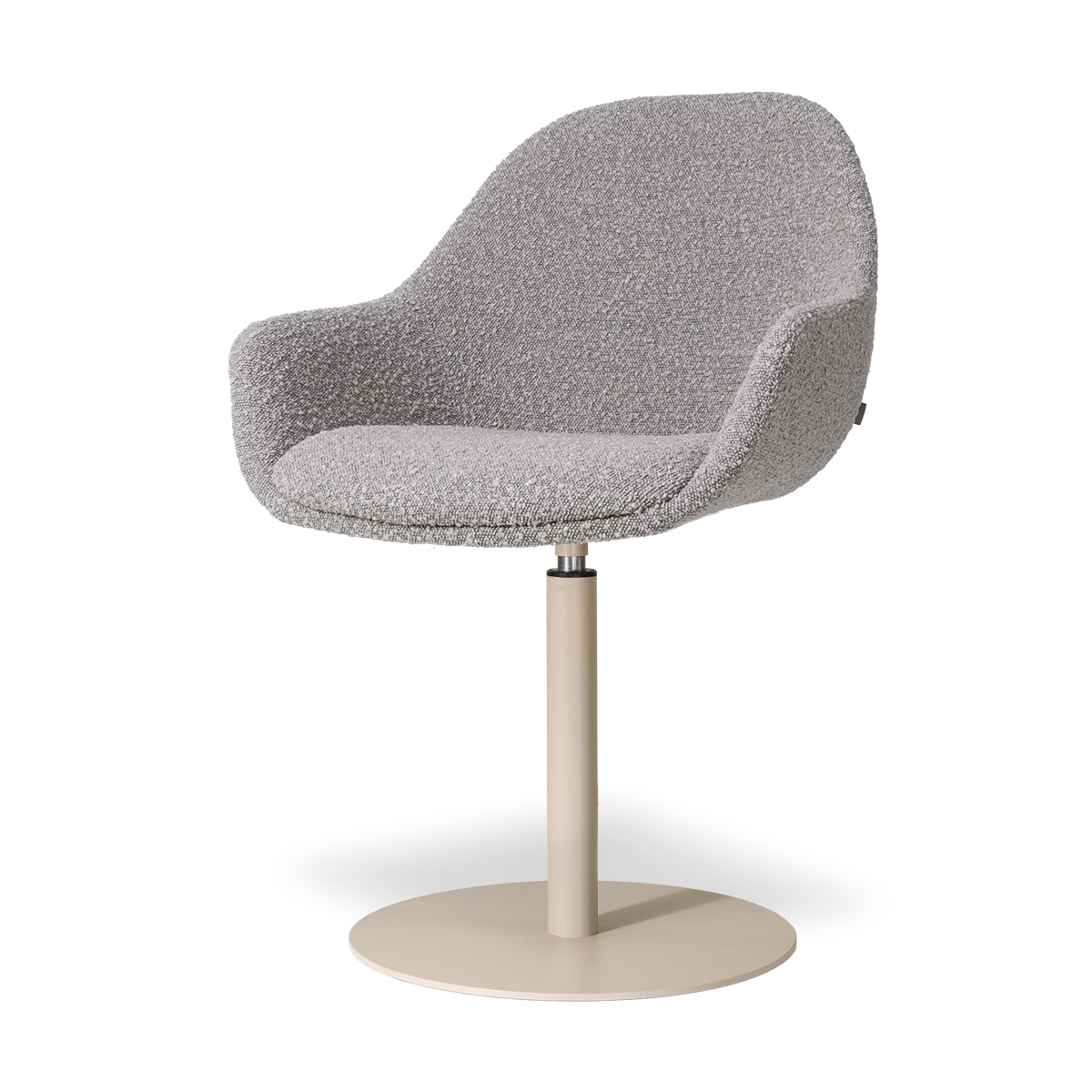 Niva-Mae draaibare tulp eetkamerstoel bouclé taupe - beige onderstel