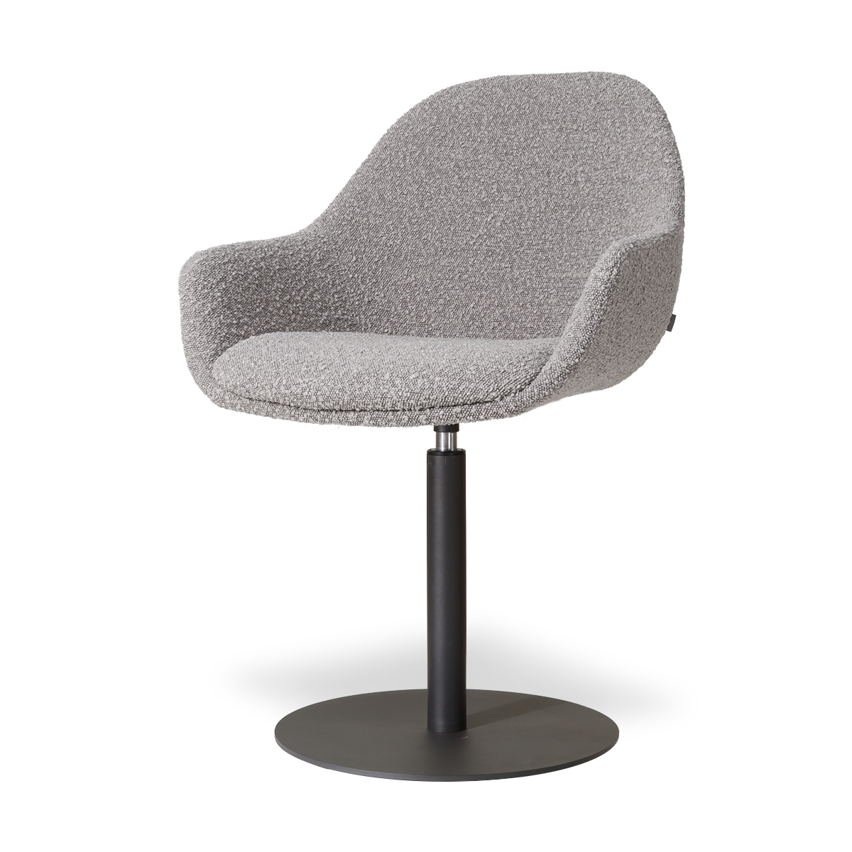 Niva-Mae draaibare tulp eetkamerstoel bouclé taupe - mat zwart onderstel