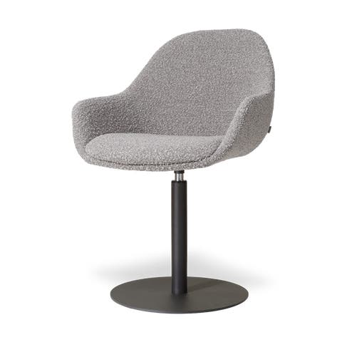 Niva-Mae draaibare tulp eetkamerstoel bouclé taupe - mat zwart onderstel