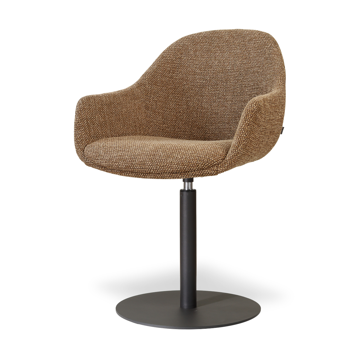 Niva-Mae draaibare tulp eetkamerstoel bruin blend - mat zwart onderstel