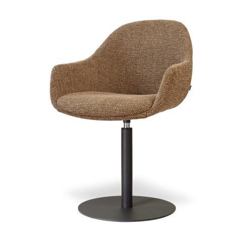 Niva-Mae draaibare tulp eetkamerstoel bruin blend - mat zwart onderstel