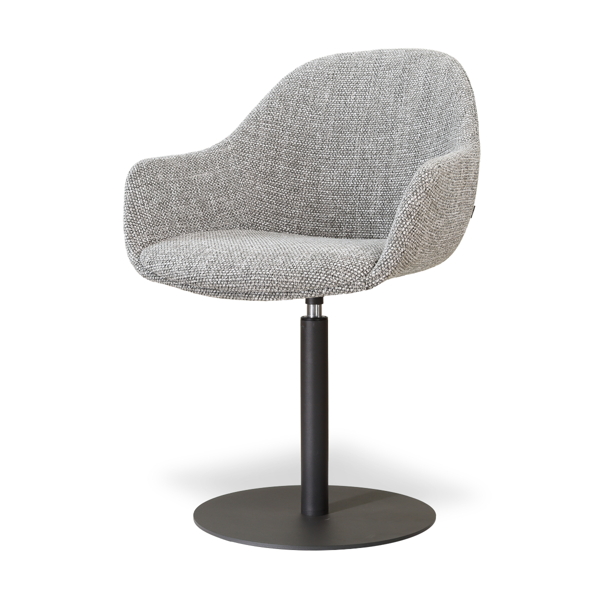 Niva-Mae draaibare tulp eetkamerstoel grijs blend - mat zwart onderstel