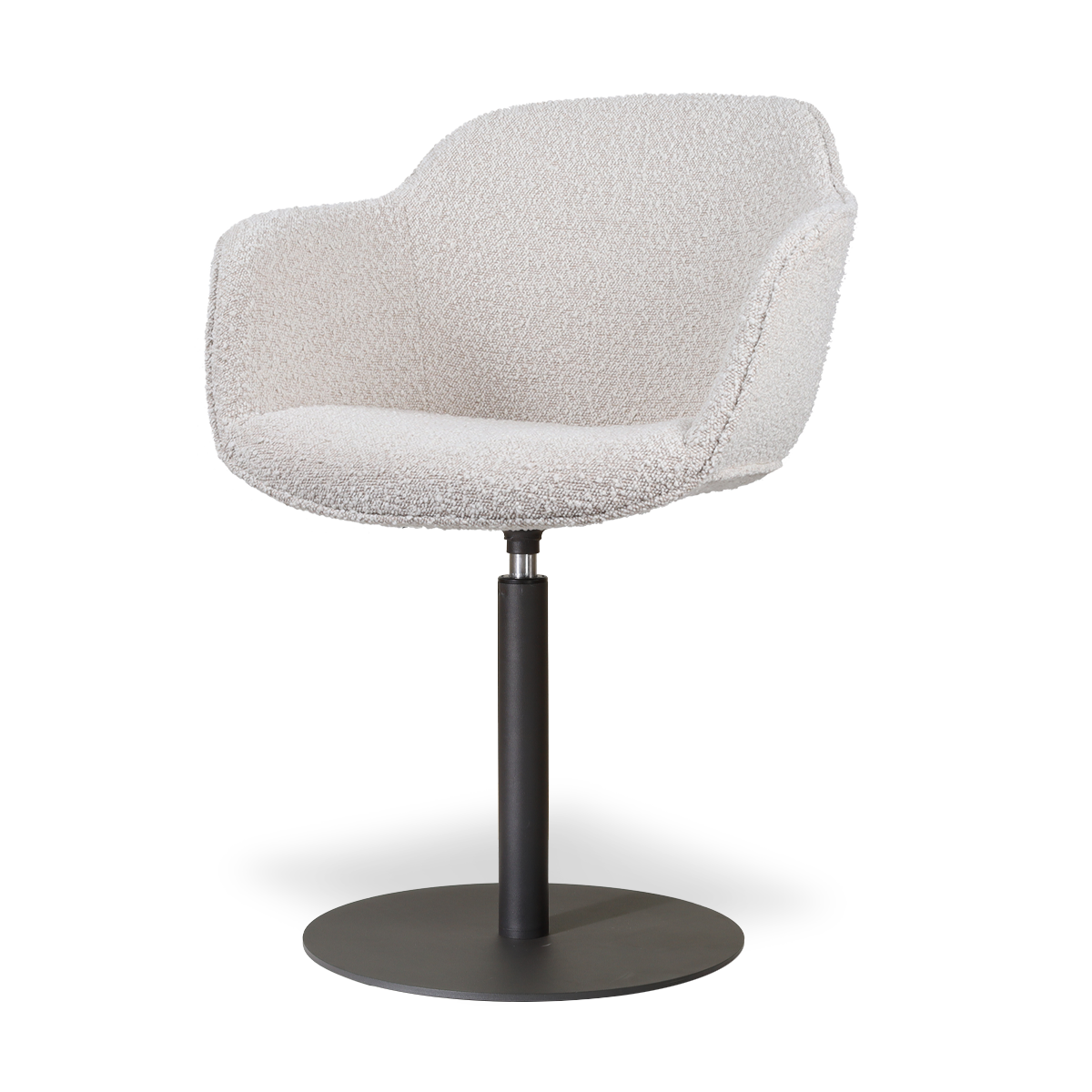 Niva-Mare draaibare tulp eetkamerstoel bouclé beige - mat zwart onderstel