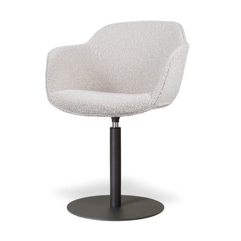 Niva-Mare draaibare tulp eetkamerstoel bouclé beige - mat zwart onderstel