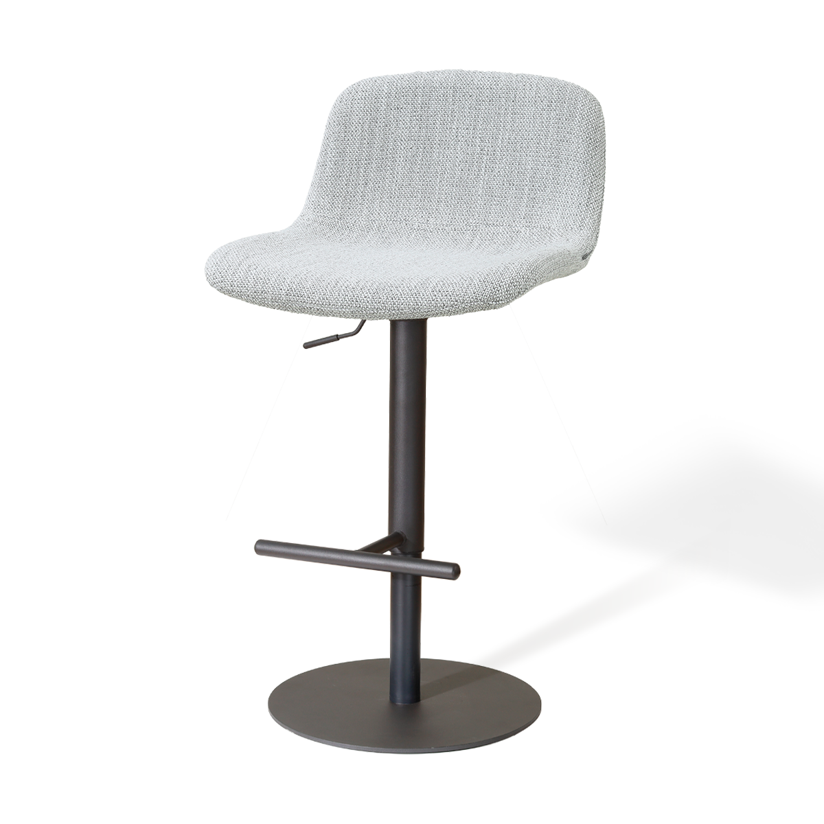 Niva-Mats draaibare tulp barkruk grijs melange - verstelbaar - mat zwart onderstel