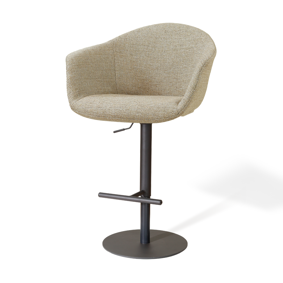 Niva-Otis draaibare tulp barkruk taupe melange - verstelbaar - mat zwart onderstel