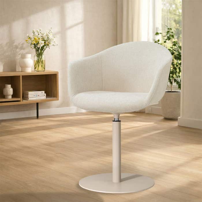 Niva-Otis draaibare tulp eetkamerstoel cottonbeige - beige onderstel - stoffen - scandinavisch - armleuning