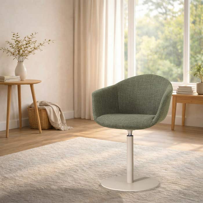 Niva-Otis draaibare tulp eetkamerstoel forestgroen - beige onderstel - stoffen - scandinavisch - armleuning