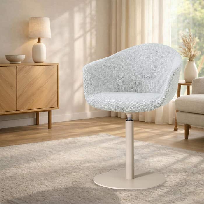 Niva-Otis draaibare tulp eetkamerstoel grijs melange - beige onderstel - modern - armleuning - comfortabel