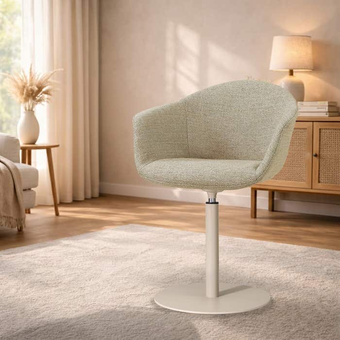 Niva-Otis draaibare tulp eetkamerstoel taupe melange - beige onderstel - armstoel - japandi - comfortabel