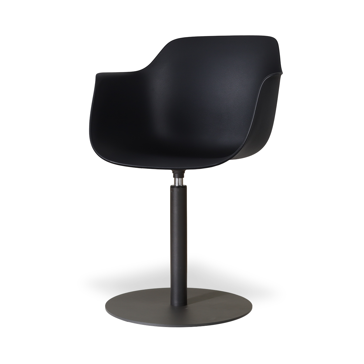 Niva-Puk draaibare tulp eetkamerstoel zwart - mat zwart onderstel