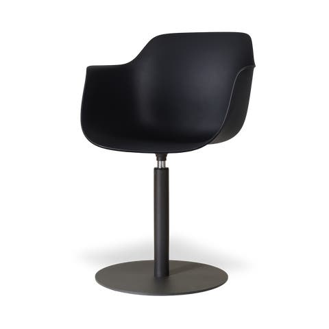 Niva-Puk draaibare tulp eetkamerstoel zwart - mat zwart onderstel