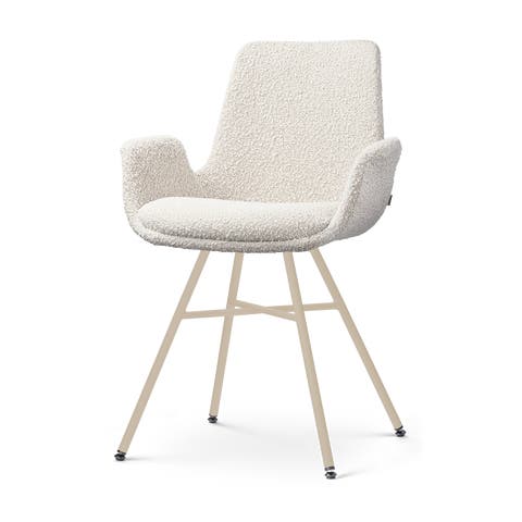Noa-Eef eetkamerstoel bouclé beige - beige onderstel
