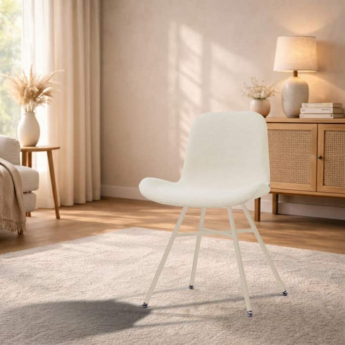 Noa-Fé eetkamerstoel cottonbeige - beige onderstel - japandi - comfortabel - stoffen