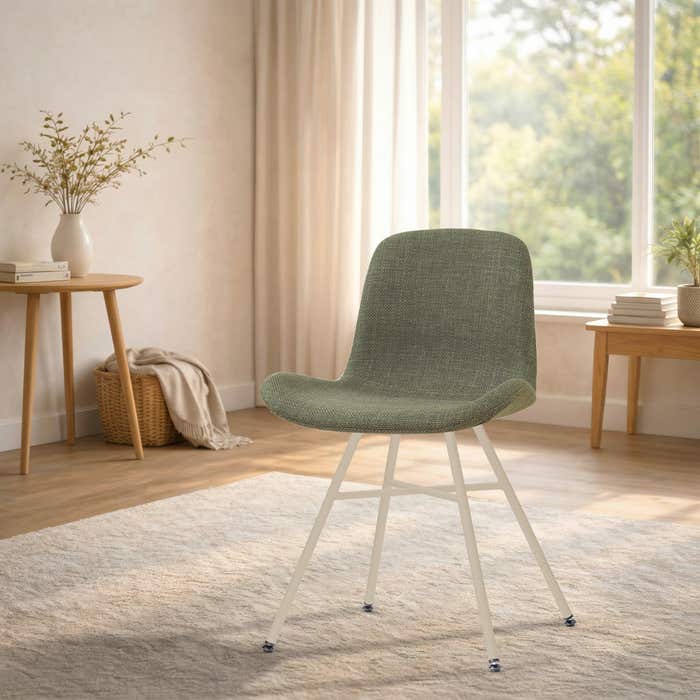 Noa-Fé eetkamerstoel forestgroen - beige onderstel - comfortabel - modern - stoffen