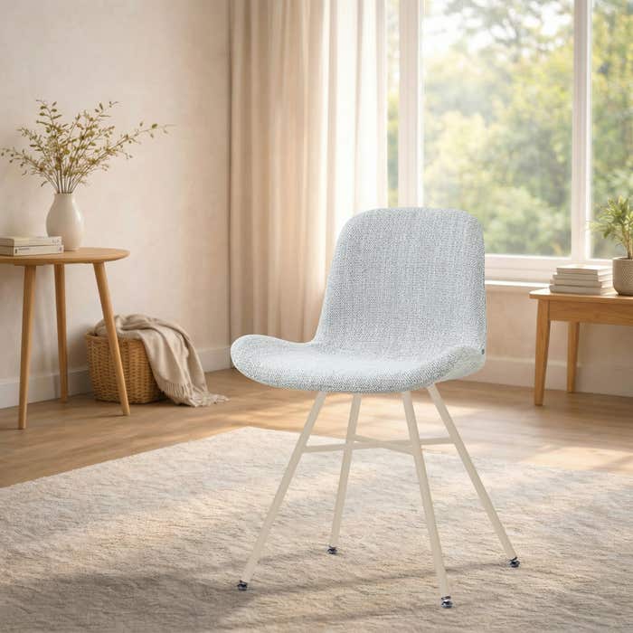 Noa-Fé eetkamerstoel grijs melange - beige onderstel - scandinavisch - comfortabel - stoffen