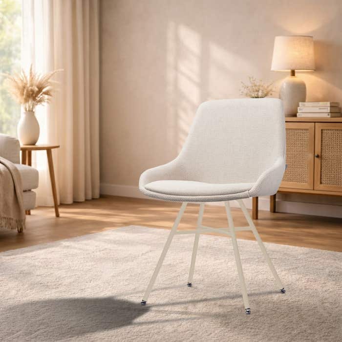 Noa-Isa eetkamerstoel beige - beige onderstel - stoffen - scandinavisch - comfortabel