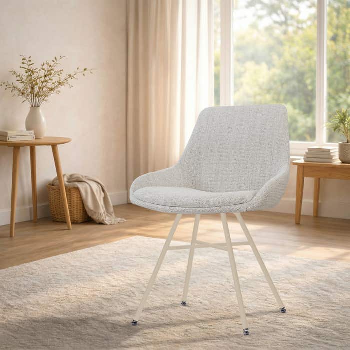 Noa-Isa eetkamerstoel beige gemêleerd - beige onderstel - comfortabel - japandi - stoffen