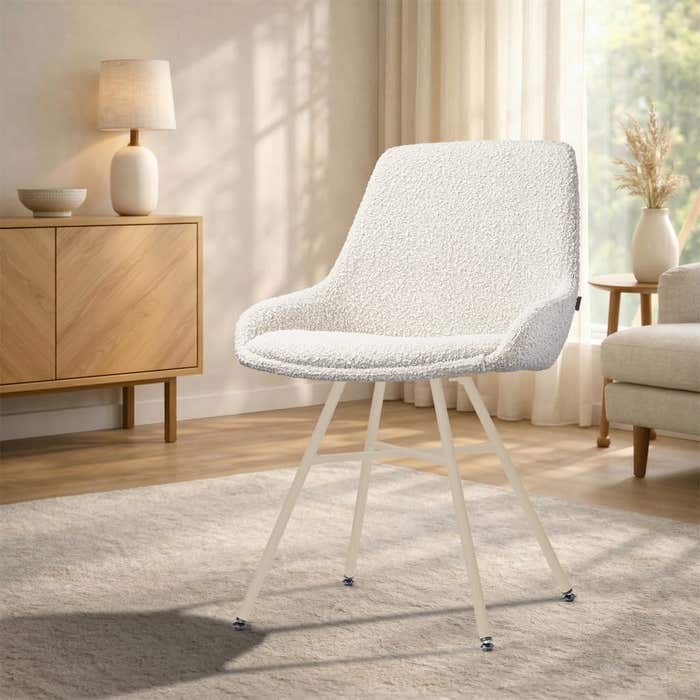 Noa-Isa eetkamerstoel bouclé beige - beige onderstel - modern - comfortabel - stoffen