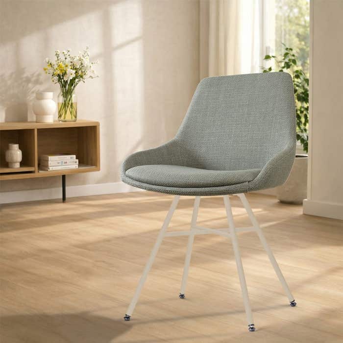 Noa-Isa eetkamerstoel saliegroen - beige onderstel - modern - stoffen - comfortabel