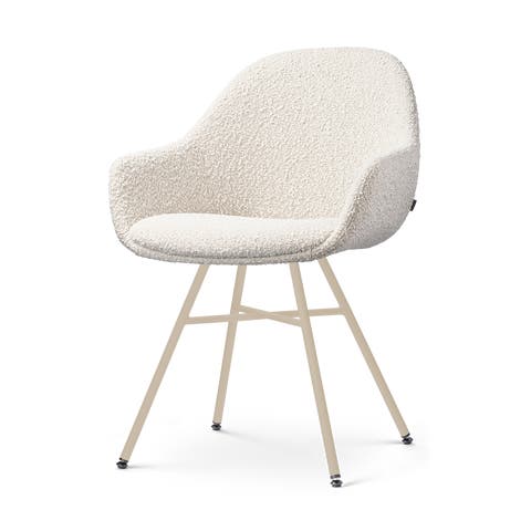 Noa-Mae eetkamerstoel bouclé beige - beige onderstel