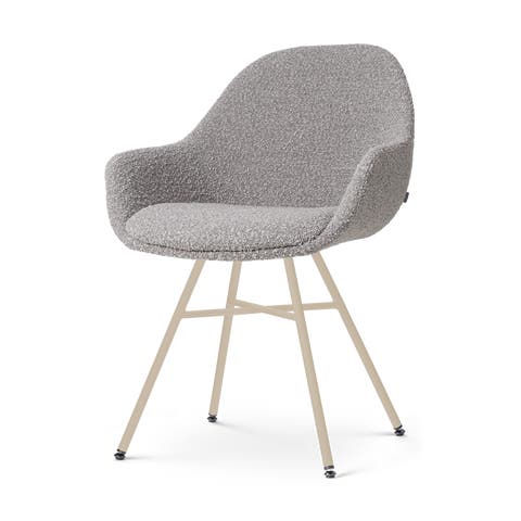 Noa-Mae eetkamerstoel bouclé taupe - beige onderstel