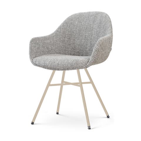 Noa-Mae eetkamerstoel grijs blend - beige onderstel
