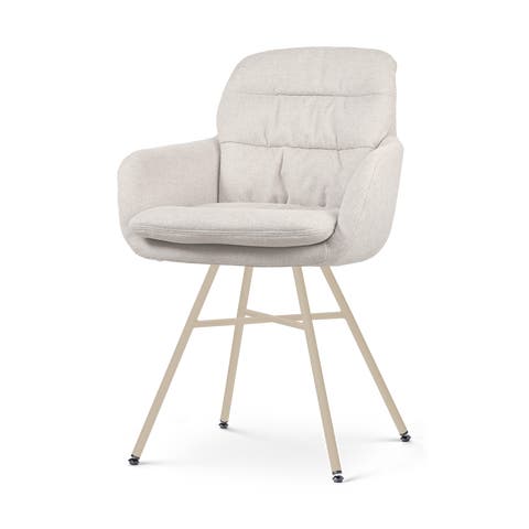Noa-Mia eetkamerstoel beige - beige onderstel