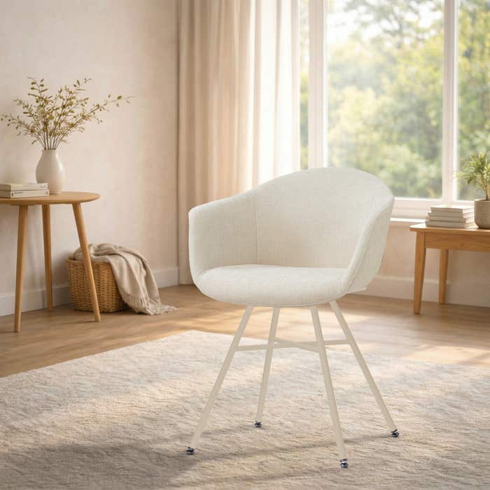 Noa-Otis eetkamerstoel cottonbeige - beige onderstel - japandi - armleuning - comfortabel - stoffen