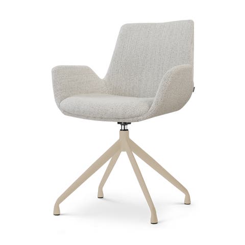 Nola-Eef draaibare eetkamerstoel beige gemêleerd - beige onderstel