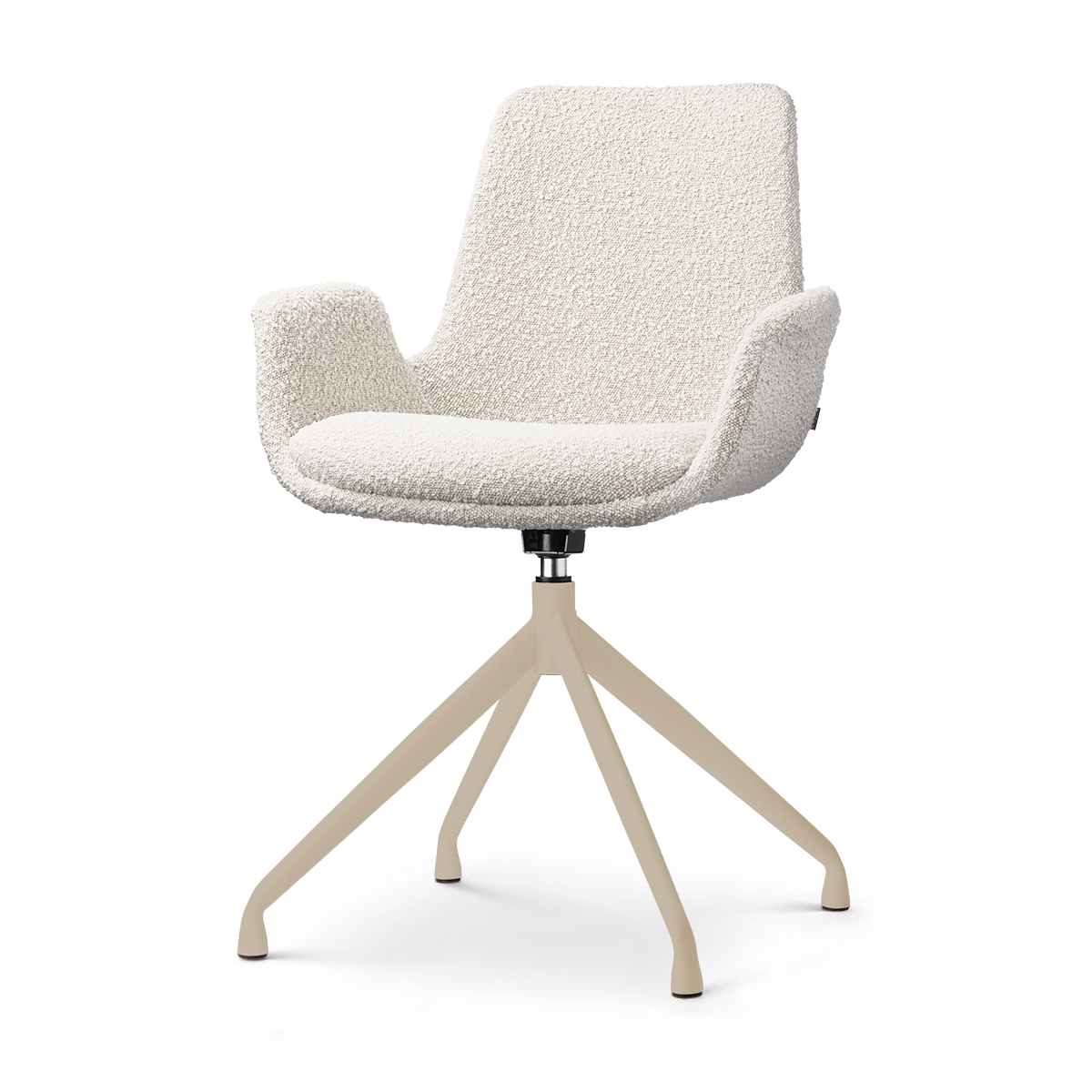 Nola-Eef draaibare eetkamerstoel bouclé beige - beige onderstel