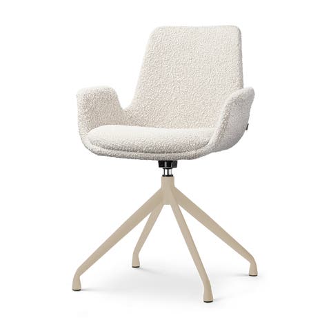Nola-Eef draaibare eetkamerstoel bouclé beige - beige onderstel