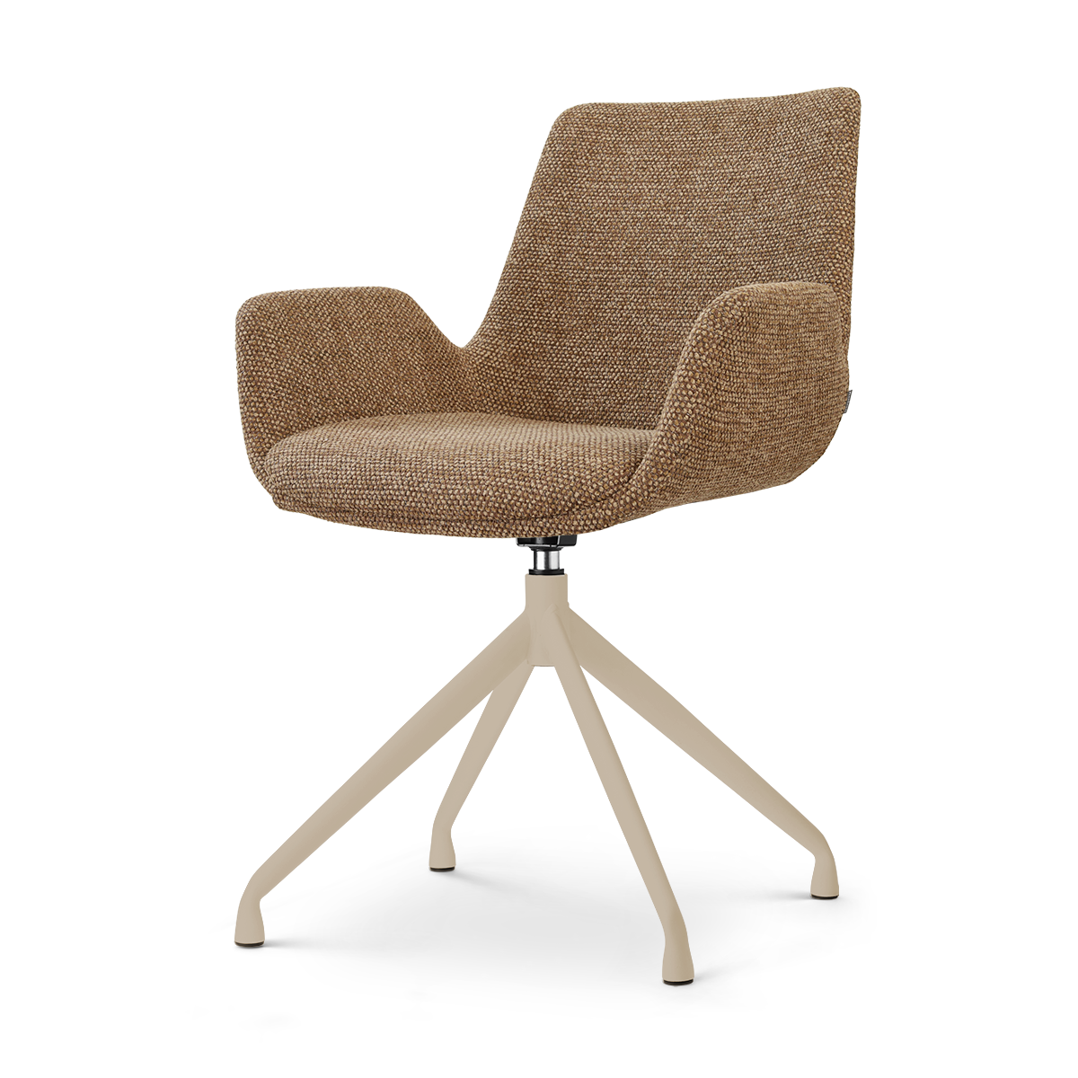 Nola-Eef draaibare eetkamerstoel bruin blend - beige onderstel