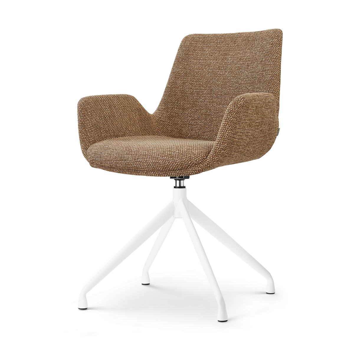 Nola-Eef draaibare eetkamerstoel bruin blend - wit onderstel