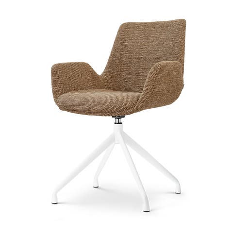 Nola-Eef draaibare eetkamerstoel bruin blend - wit onderstel