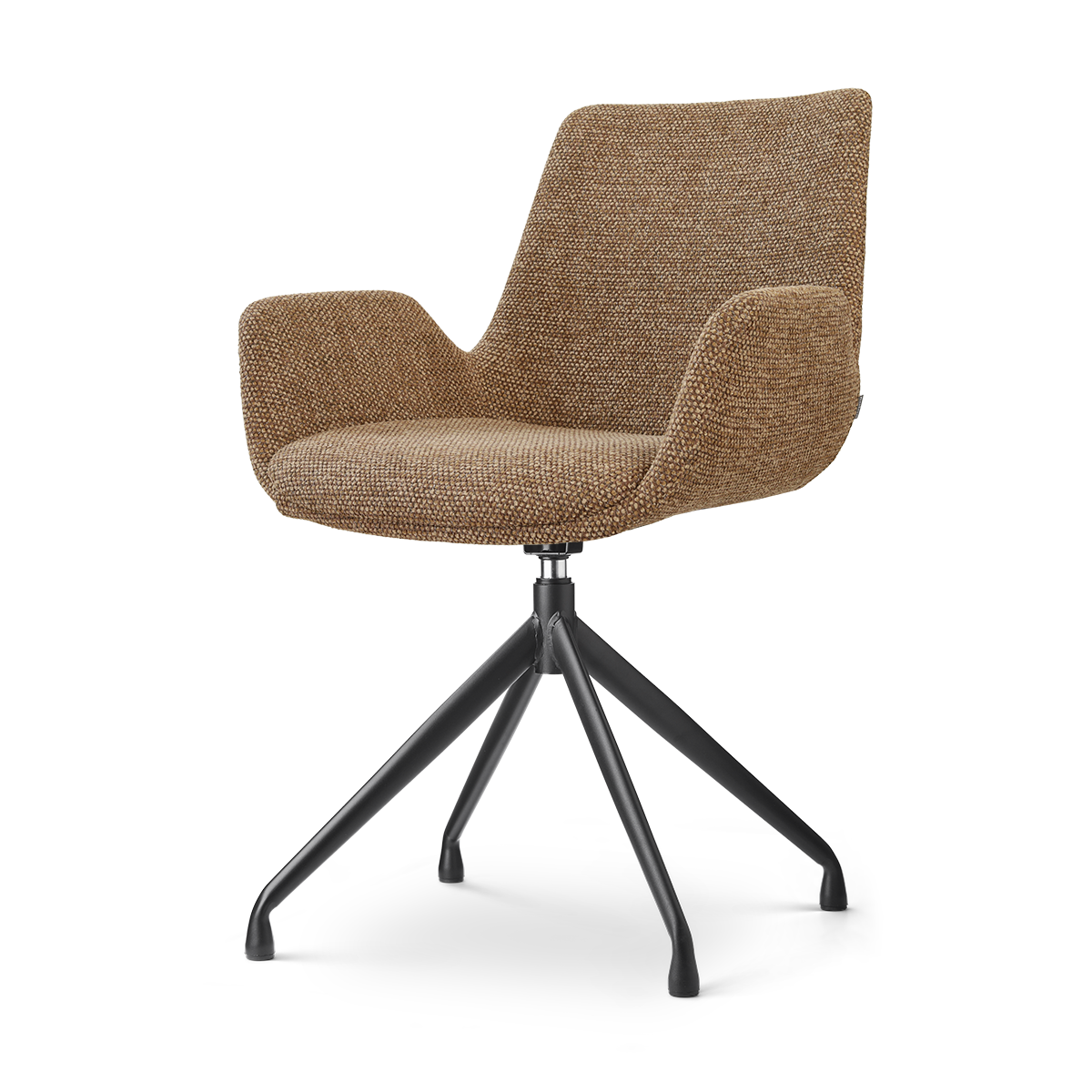 Nola-Eef draaibare eetkamerstoel bruin blend - zwart onderstel