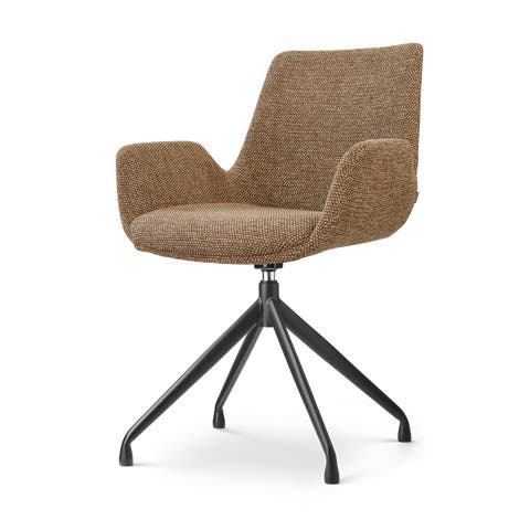 Nola-Eef draaibare eetkamerstoel bruin blend - zwart onderstel