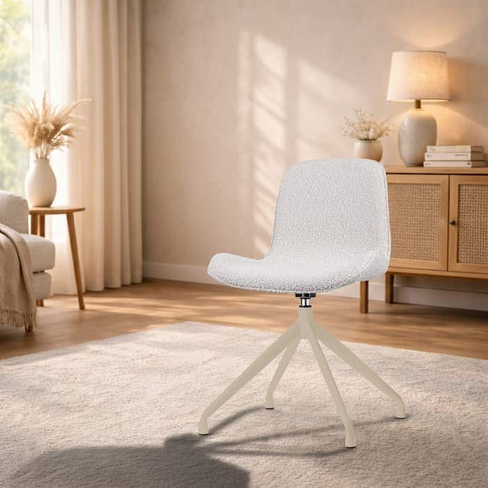 Nola-Fé draaibare eetkamerstoel bouclé beige - beige onderstel - modern - comfortabel - luxe