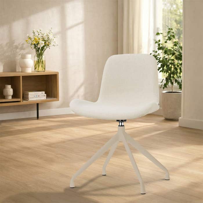 Nola-Fé draaibare eetkamerstoel cottonbeige - beige onderstel - scandinavisch - comfortabel - crème