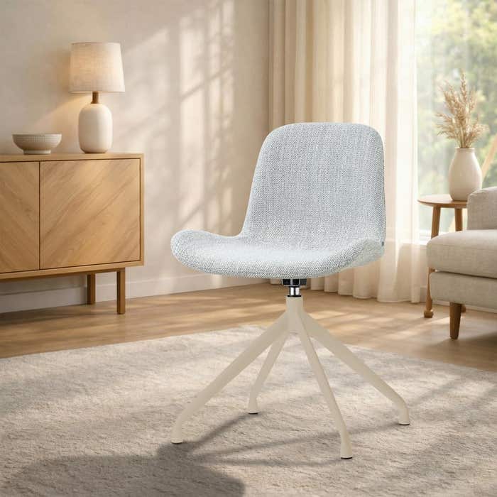 Nola-Fé draaibare eetkamerstoel grijs melange - beige onderstel - comfortabel - japandi - stoffen