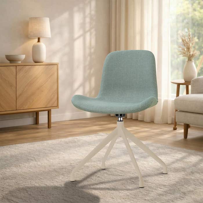 Nola-Fé draaibare eetkamerstoel saliegroen - beige onderstel - scandinavisch - comfortabel - stoffen
